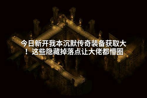 今日新开我本沉默传奇装备获取大！这些隐藏掉落点让大佬都懵圈