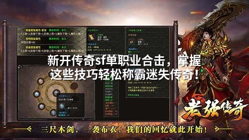 新开传奇sf单职业合击,掌握这些技巧轻松称霸迷失传奇!