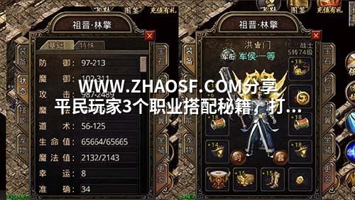 WWW.ZHAOSF.COM分享平民玩家3个职业搭配秘籍,打宝效率飙升